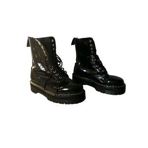 Dr. Martens Limited Edition Aggy 1490 Deyn Black Patent Leather Platform Boot Wo